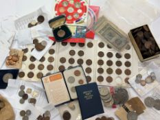 Tub of UK and World coins, good mix includes some pre '47 silver 11/- 3d and 4/- 10d of mostly
