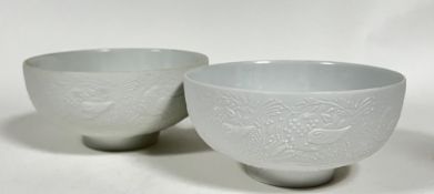 Bjorn Wiinblad for Rosenthal, a pair of Studio Linie bisque fired bowls with monochrome low-relief