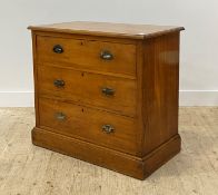 An Edwardian satin walnut three drawer chest, with skirted base (formerly a dressing chest) H84cm,