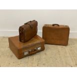 A Vintage tooled leather suitcase by Pendragon, circa 1940's, in good vintage condition with with