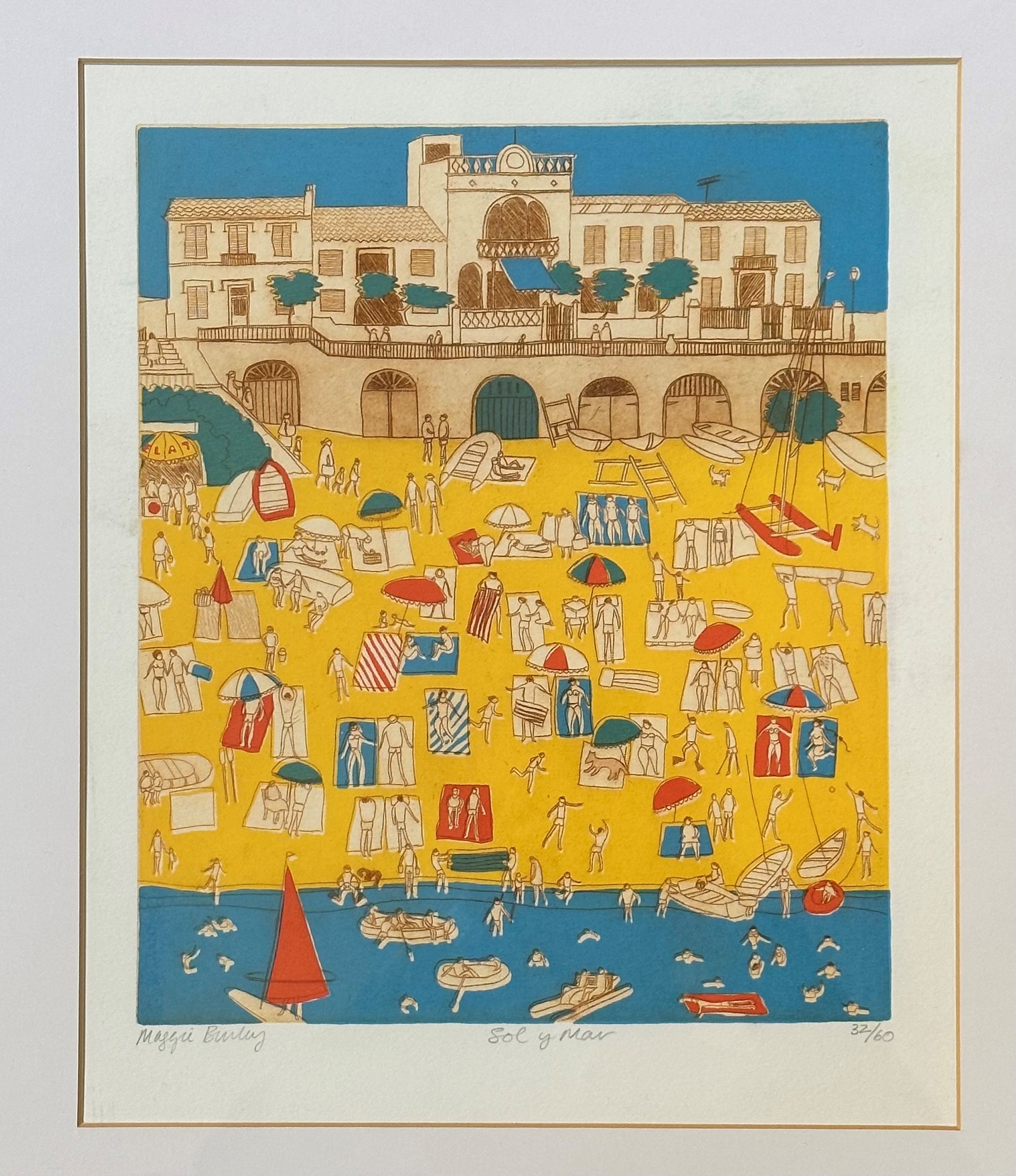 Maggie Burley (British), Sol y Mar, silkscreen print, 32/60, signed bottom left in pencil, in