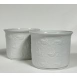 Bjorn Wiinblad for Rosenthal, a pair of mid-century Studio Linie bisque-fired pots decorated in