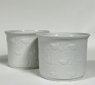 Bjorn Wiinblad for Rosenthal, a pair of mid-century Studio Linie bisque-fired pots decorated in