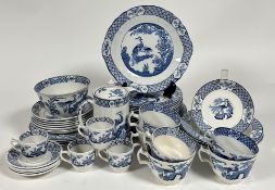 A Wood & Son's "Yuan" blue and white part tea service comprising six tea cups, a large sugar bowl, a