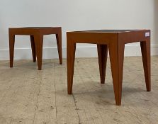 Cassina, a pair of cherry bedside tables, circa 1990's, each with inset slate top raised on square