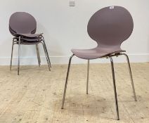 A set of four Galvana Tecnico Italian stacking dining chairs, with moulded single shell seat and