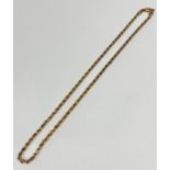 A 9ct gold rope pattern necklace with lobster claw fastening (20cm) (13.62g)