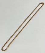 A 9ct gold rope pattern necklace with lobster claw fastening (20cm) (13.62g)