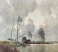 A. Jacob, Dutch Scene, print, in oak glazed frame (49cm x 55cm)