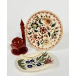 A Hungarian Zsolnay Pecs circular dish with traditional lotus leaf and chrysanthemum decoration (d.
