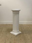 A white painted plaster column of classical design H92cm
