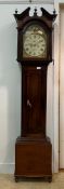 A mid 19th century and later mahogany longcase clock, the hood with dentil cornice over fluted