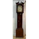 A mid 19th century and later mahogany longcase clock, the hood with dentil cornice over fluted
