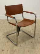 After Mart Stam and Marcel Breuer, A circa 1970's/80's cantilever chair, with sling leather seat,