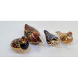 A group of Royal Crown Derby bone China paperweights comprising a Pheasant, a Nuthatch, a Linnet,