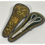 A Victorian Sheffield silver pair of presentation grape scissors with faux bamboo style handles with