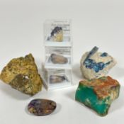 A collection of mineral samples including bluejohn, lapis lazuli etc. ( largest: 5cm x 7cm) (6)