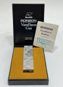 A vintage Ronson Varaflame 'Banker' lighter with box, manual and flints