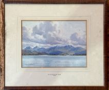 Frederick Richard Fitzgerald ( British 1869-1944), The Mountains from Moulde Norway, watercolour,