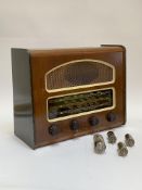 A Rolland model 445 wireless radio, complete with valves, together with 3 Brimar 7B6 valves, and a