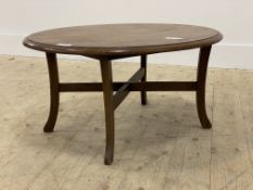 A Georgian style mahogany low table, the oval top raised on four splayed supports H34cm, 70cm x