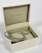 A Kit Heath silver fluted bombe style ring, (N/O) and matching bracelet, stamped verso KH (6 cm x