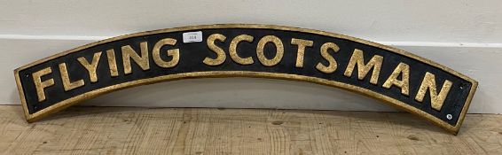 A reproduction cast iron Flying Scotsman sign L90cm