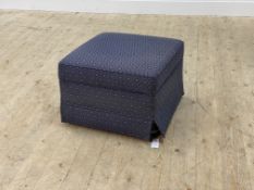 A small upholstered chiase ottoman footstool with hinged top opening to a plain interior H38cm, 54cm