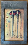 A Charles Rennie Mackintosh pewter framed print with tube lined decoration. (52cm x 32cm)