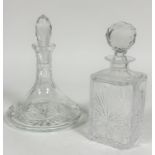 An Edinburgh crystal ship's port style decanter with tear drop faceted stopper and original blue