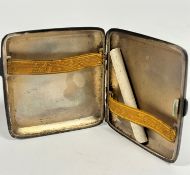 A Birmingham silver engraved cigarette case with initials WH, 8cm, 98.7g.