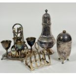 A collection of Epns including an Queen Anne style octagonal baluster dome topped sugar castor (h: