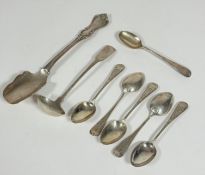 A set of five Victorian Glasgow silver engraved tea spoons plus one other , a Victorian silver