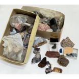 A large collection of mineral samples/gems (wide variety) comprising three boxes of large samples