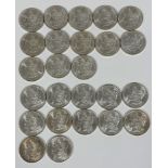 A group of thirteen American Morgan O 1884 silver $1 coins and twelve 1883 Morgan O $1 coins in