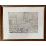 Frank E Dodman, The Mound from the West, drypoint, signed in stained mounted glazed frame. (17cm x