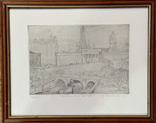 Frank E Dodman, The Mound from the West, drypoint, signed in stained mounted glazed frame. (17cm x
