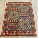 A Chobi kilim rug, of typical geometric design 197cm x 150cm