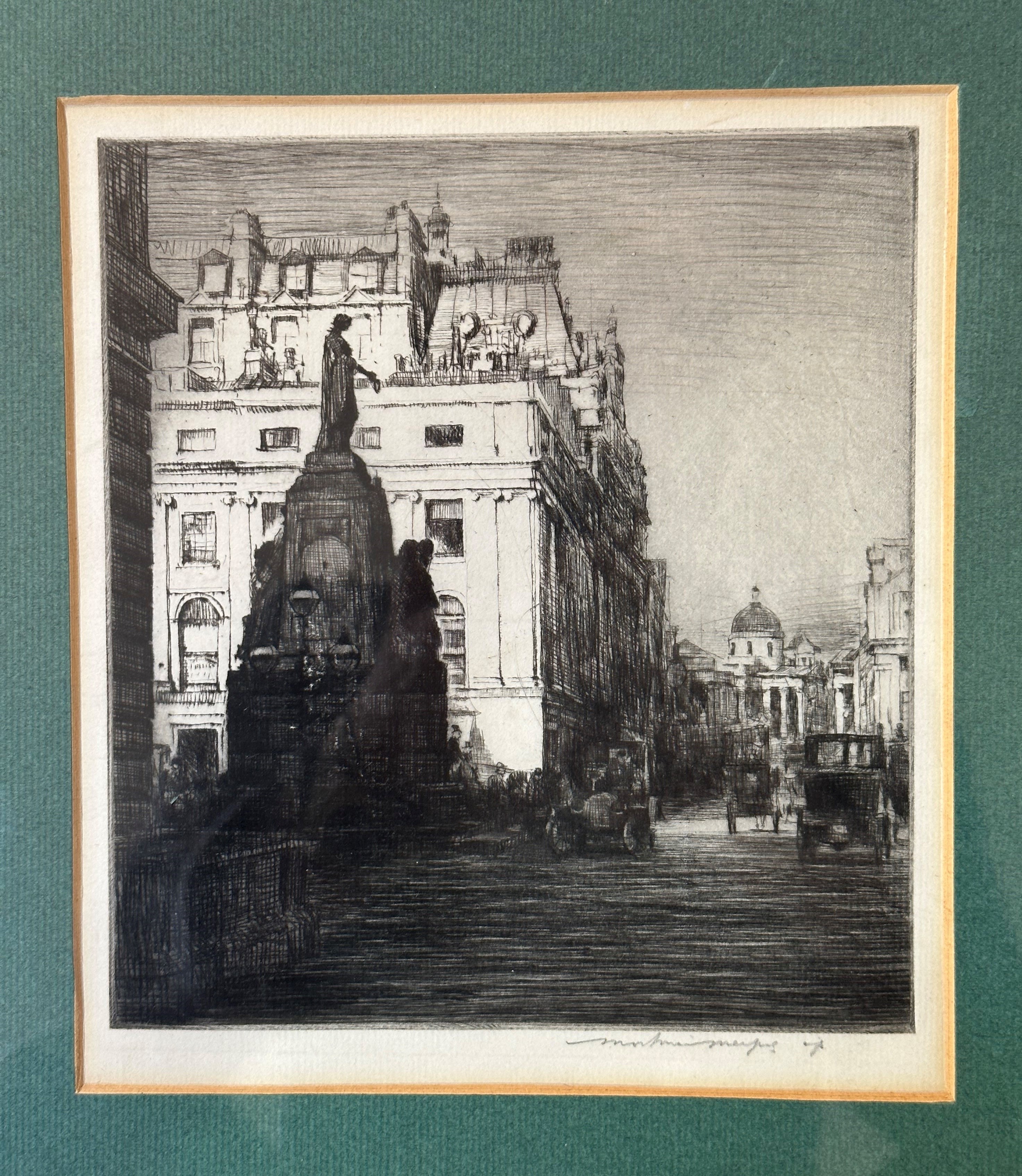 Mortimer Menpes (British 1855-1938) Pall Mall London, engraving, signed bottom right in pencil,