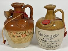 A sealed stoneware jug containing Donald Fisher Ltd Edinburgh a Curious old Whisky of Ye Old