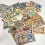 A collection of Hungarian bank notes from 1930-1946 of various denominations, including 500 Pengo,