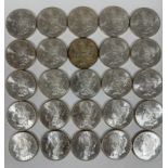 A collection of twenty five American Morgan S 1881 silver $1 coins, in uncirculated condition. (