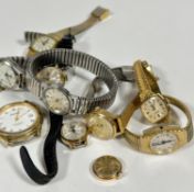 A lady's Omega De Ville Seamaster stainless manual wind wrist watch on expanding bracelet,