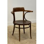 An early 20th century bentwood chair in the style of Micheal Thonet, attributed to Horgen Galrus,