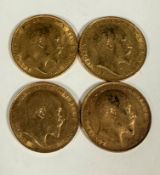 A set of four Edward VII gold sovereigns 1907 (4)