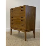 Alfred Cox, a mid century walnut chest fitted with five drawers, raised on square tapered supports