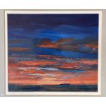 A M Wilson( Scottish), May Island Sunset, acrylic, signed left, in stained mounted glazed frame.(