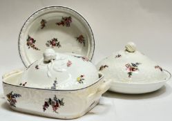 A group of nineteenth century dinnerware with enamelled floral decoration comprising two circular