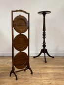 An Edwardian mahogany three tier folding cake stand (H90cm) together with a Georgian style