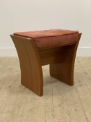 Tom Schneider Embrace range, a contemporary cherry wood dressing table stool, with velure